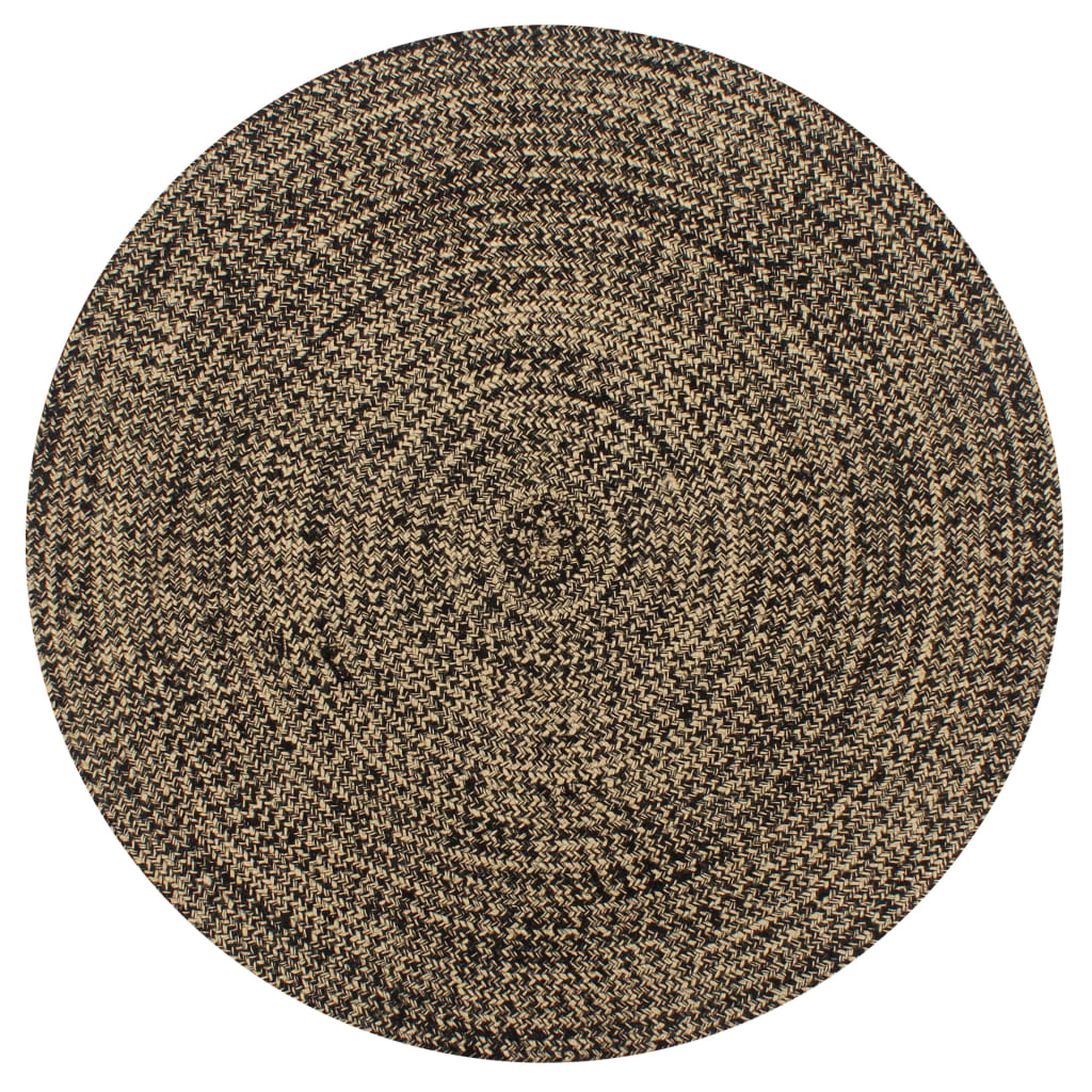 Håndlaget teppe jute svart og naturlig 120 cm vidaXL