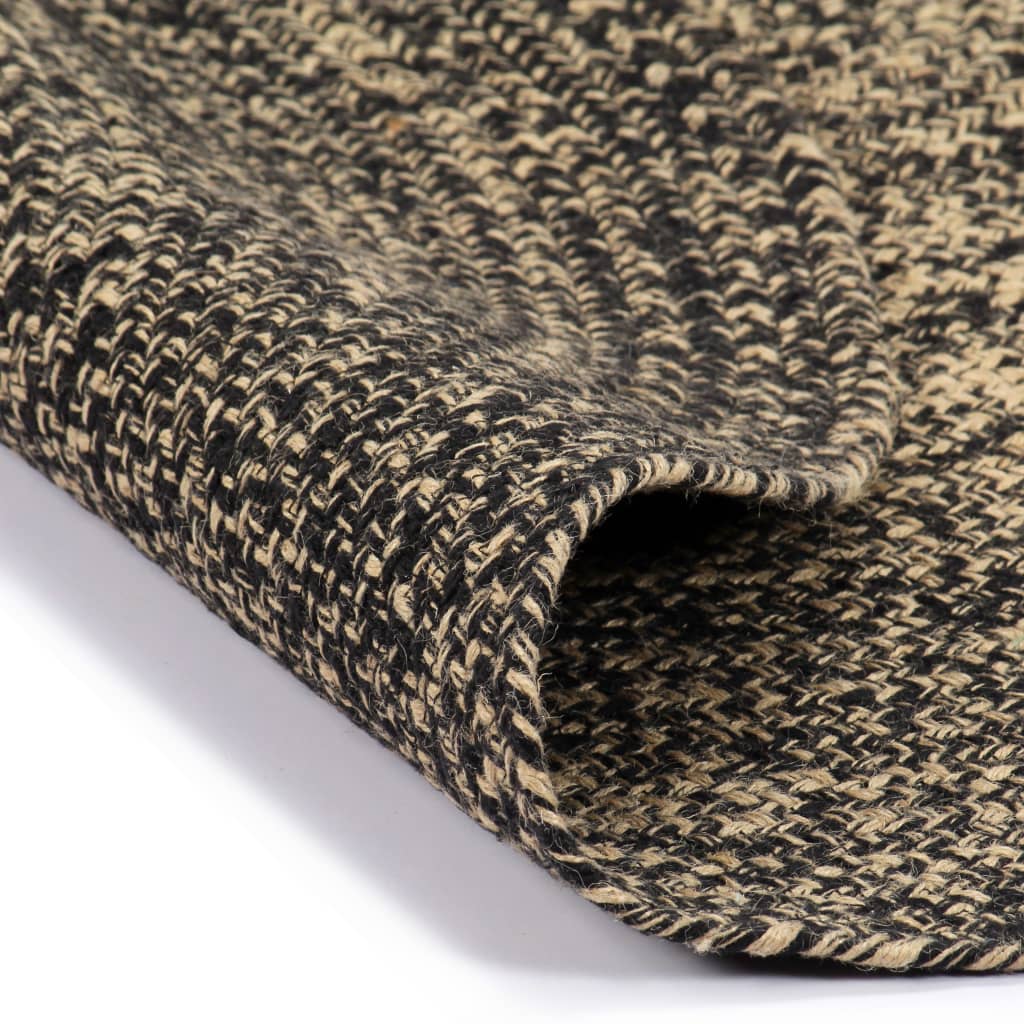 Håndlaget teppe jute svart og naturlig 120 cm vidaXL