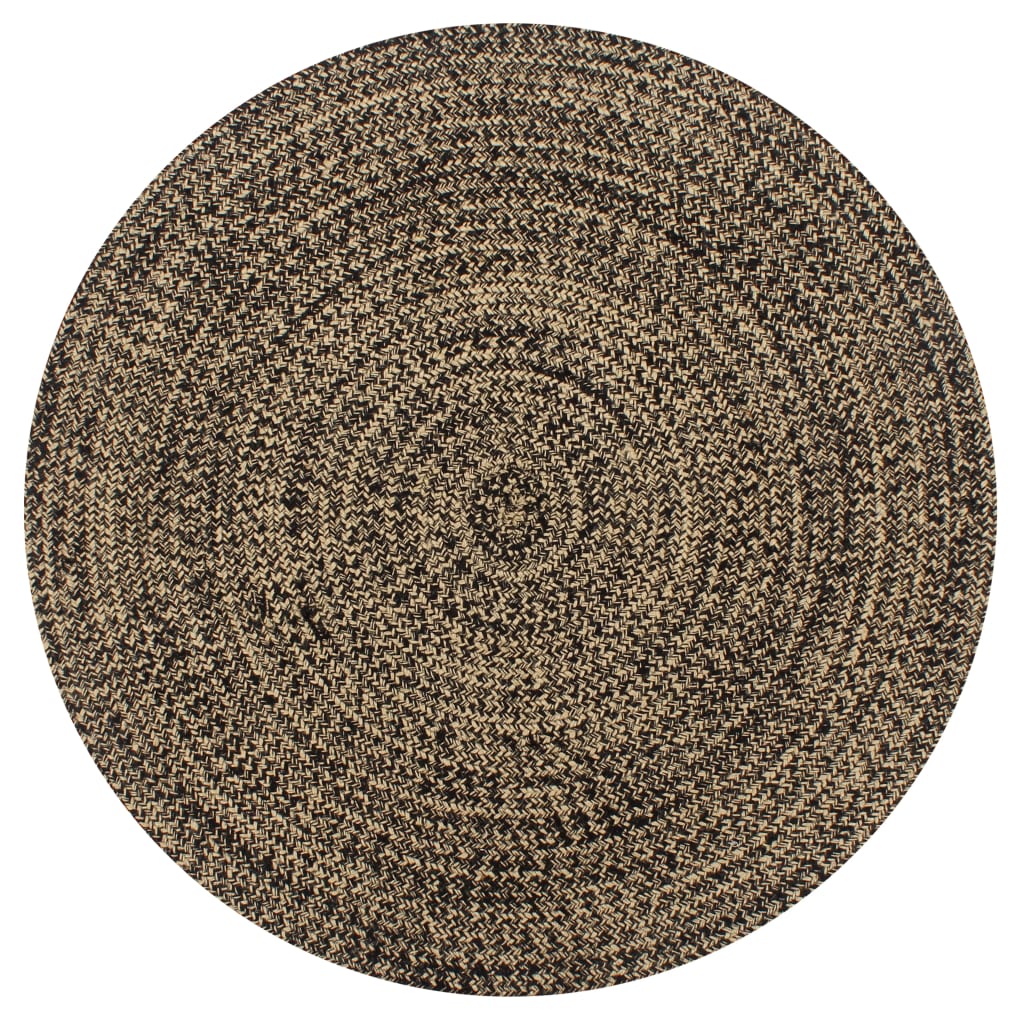 Håndlaget teppe jute svart og naturlig 150 cm vidaXL