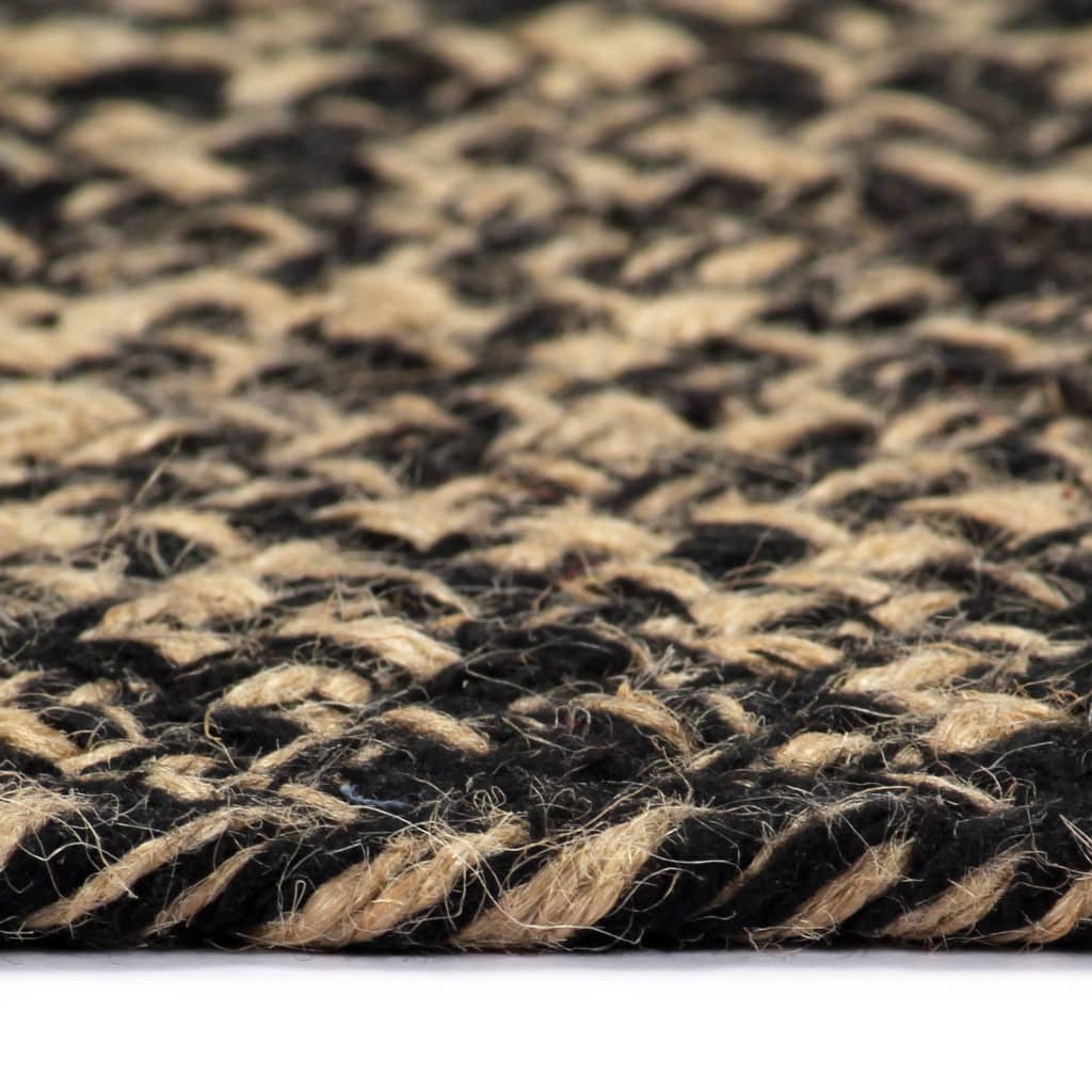 Håndlaget teppe jute svart og naturlig 150 cm vidaXL