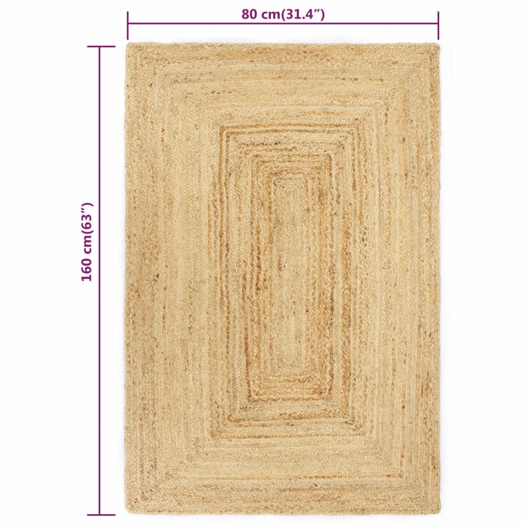 Håndlaget teppe jute naturlig 80x160 cm