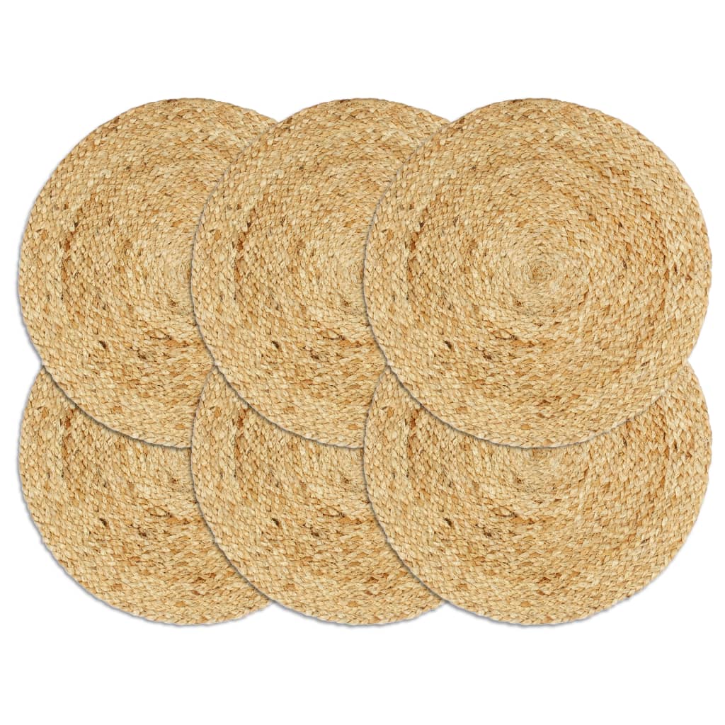 Bordmatter 6 stk vanlig naturell 38 cm rund jute