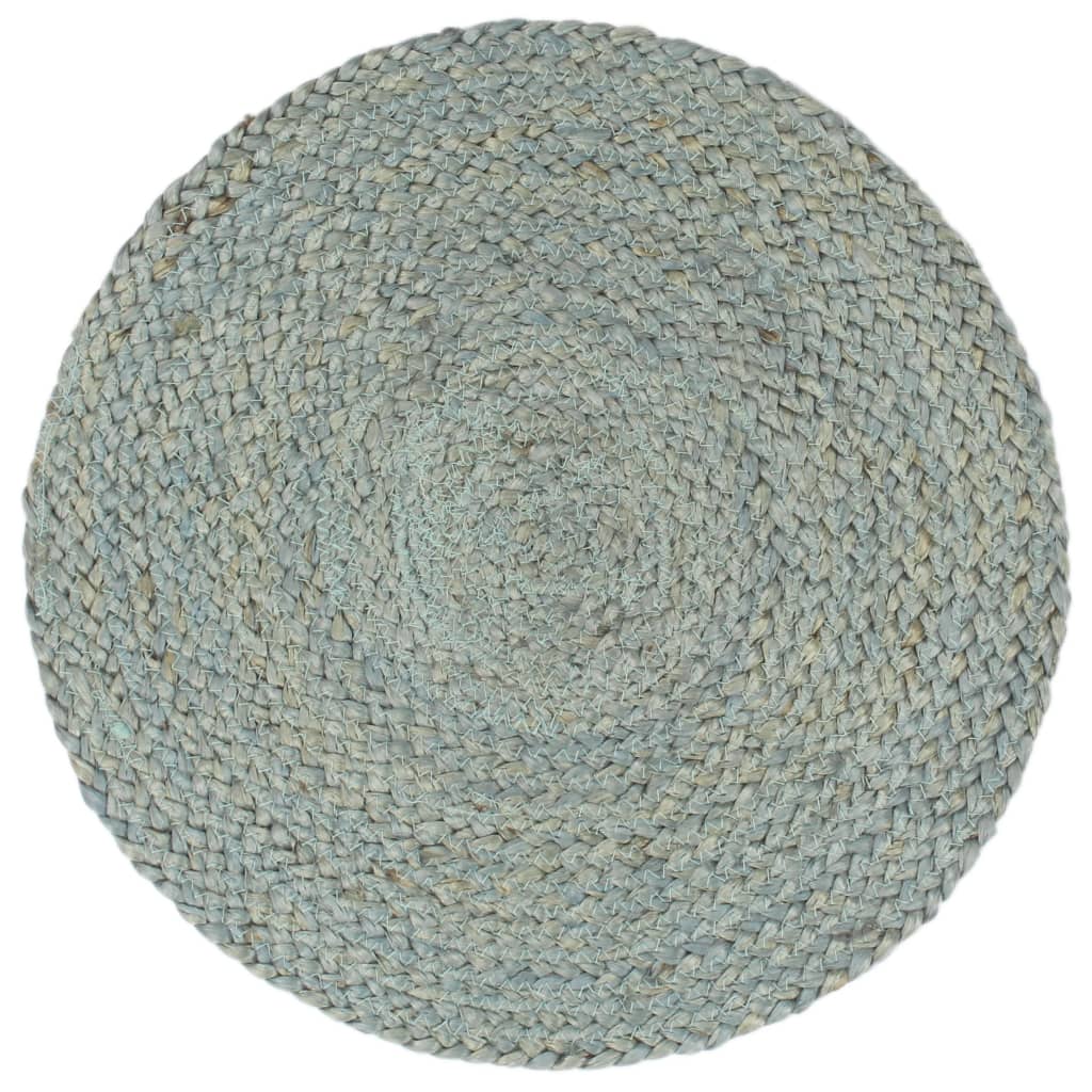 Bordmatter 6 stk ren olivengrønn 38 cm rund jute