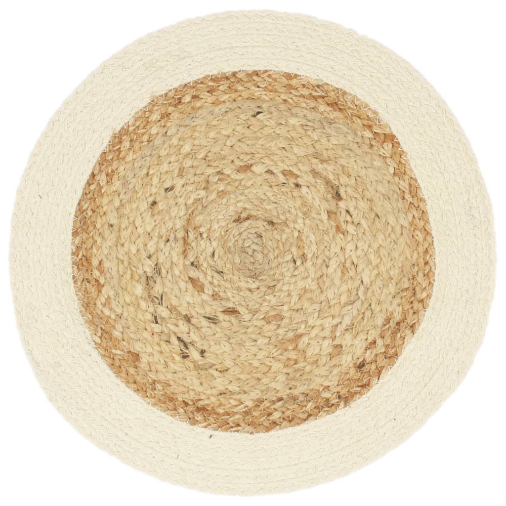 Bordmatter 6 stk vanlig naturell 38 cm rund jute og bomull