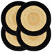 Bordmatter 4 stk naturell og svart 38 cm rund jute og bomull