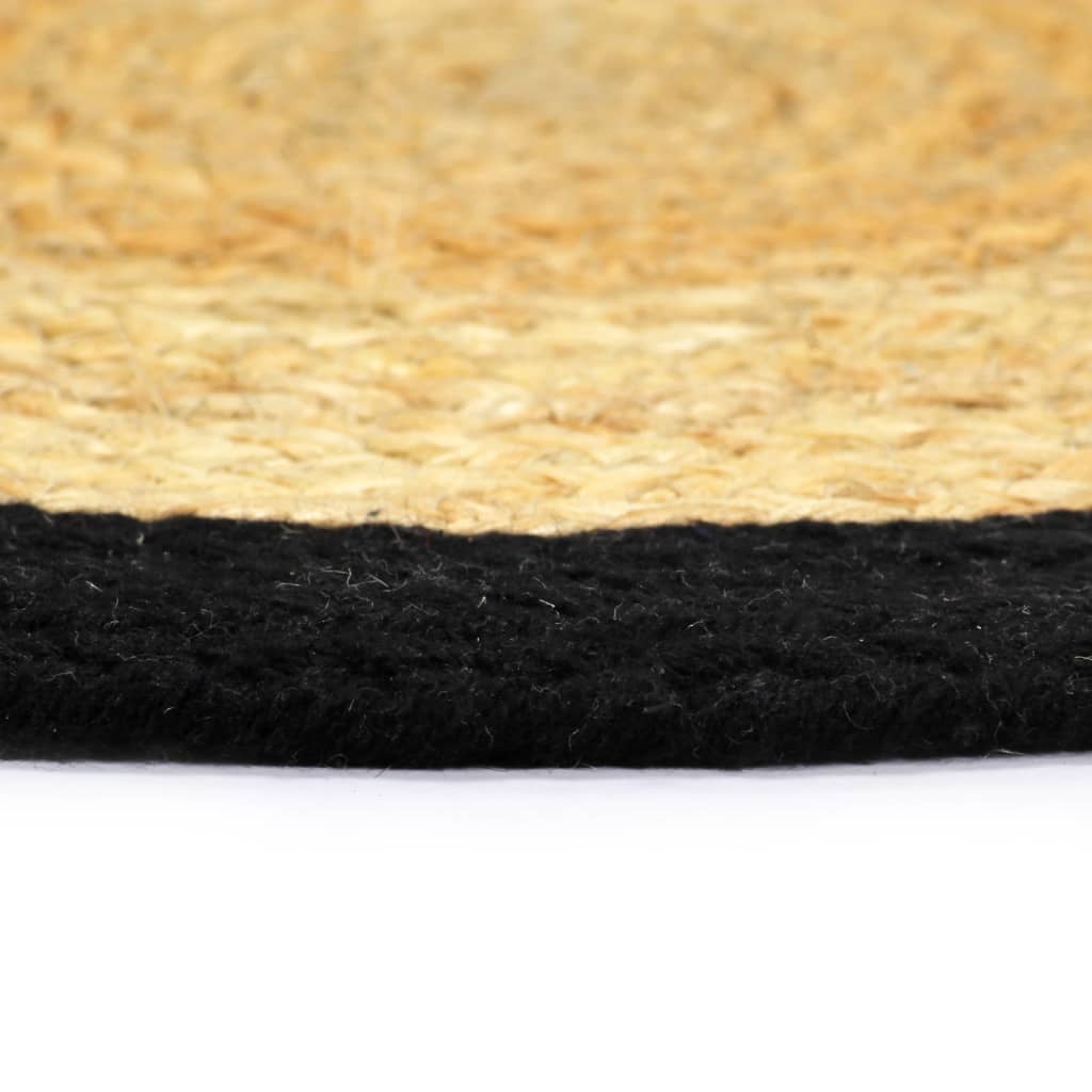 Bordmatter 4 stk naturell og svart 38 cm rund jute og bomull