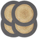 Bordmatter 4 stk naturell og antrasitt 38 cm rund jute og bomull