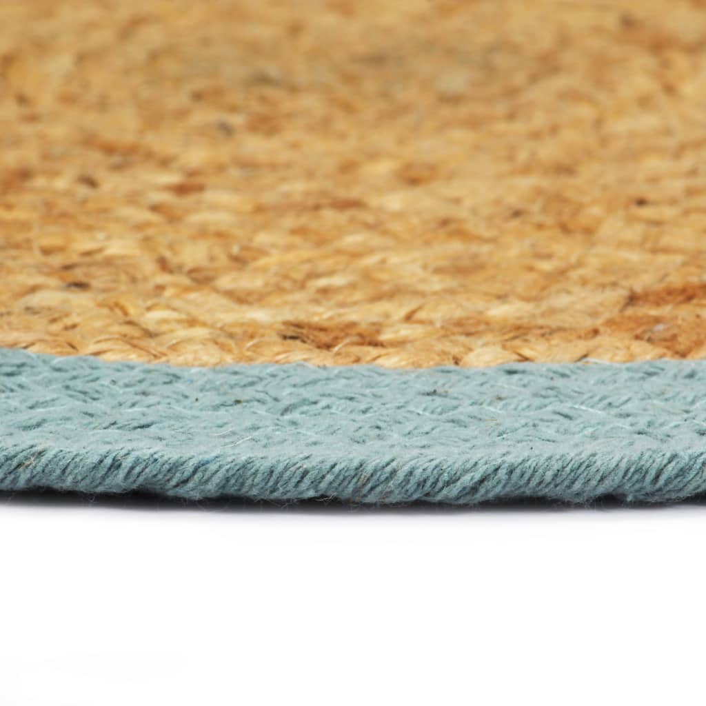 Bordmatter 6 stk naturell og grønn 38 cm rund jute og bomull