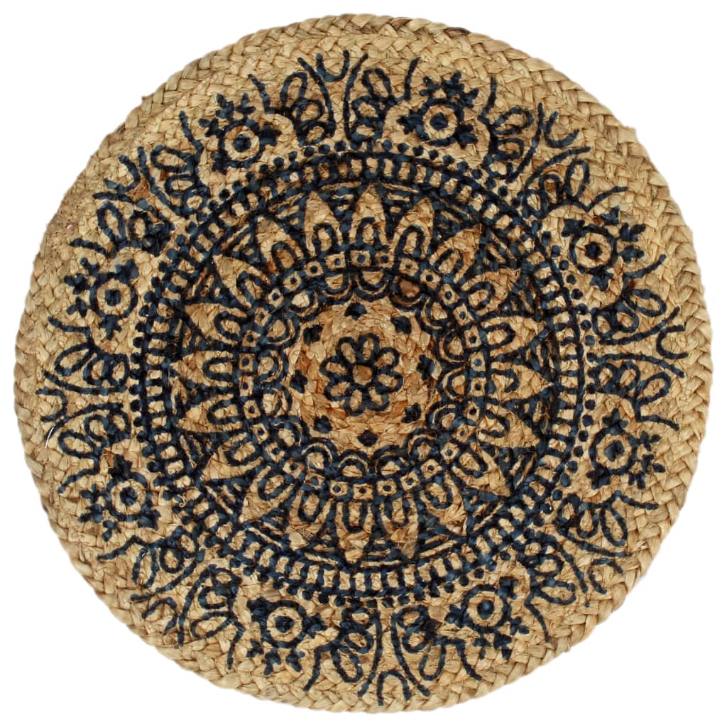 Bordmatter 6 stk mørkeblå 38 cm rund jute