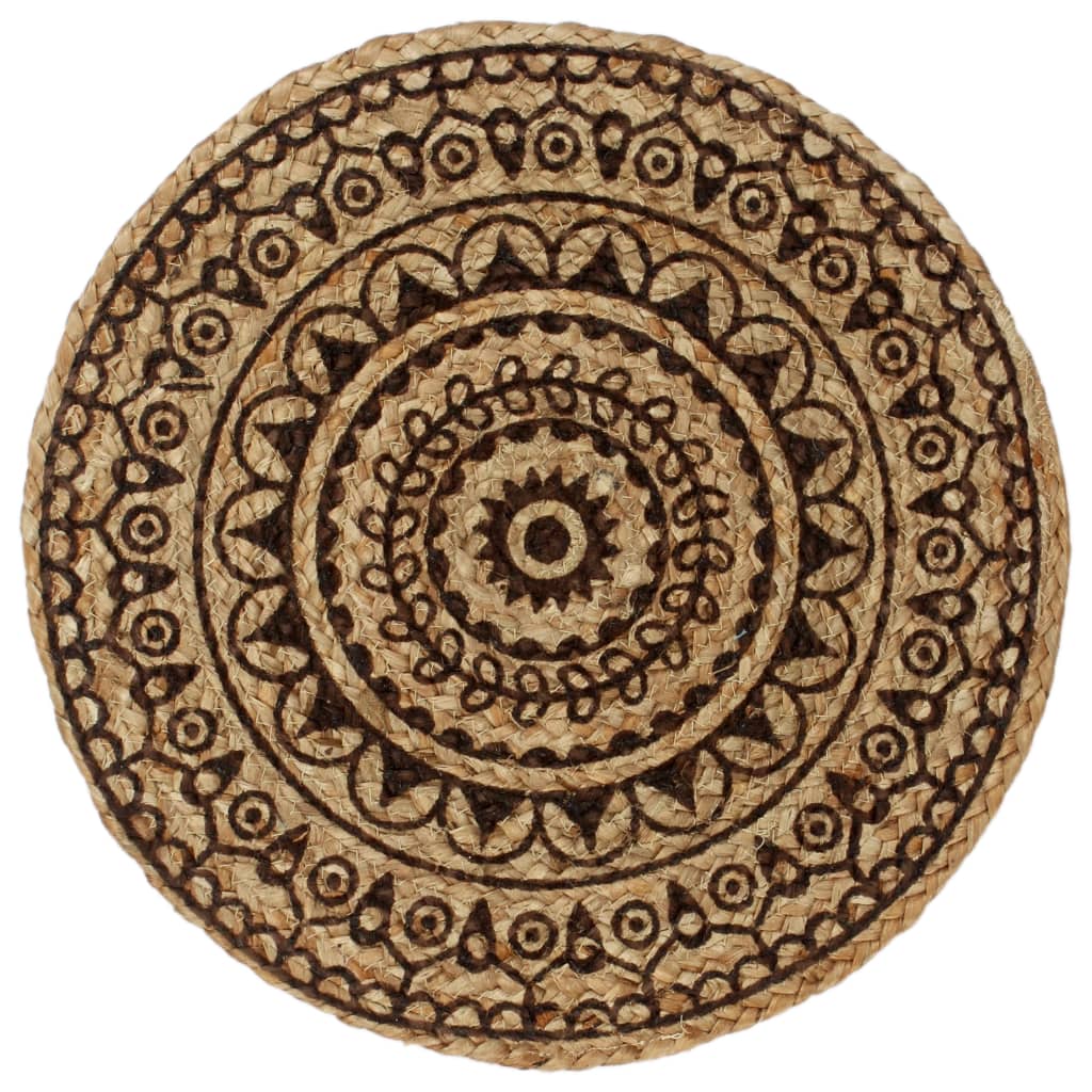 Bordmatter 4 stk mørkebrun 38 cm rund jute