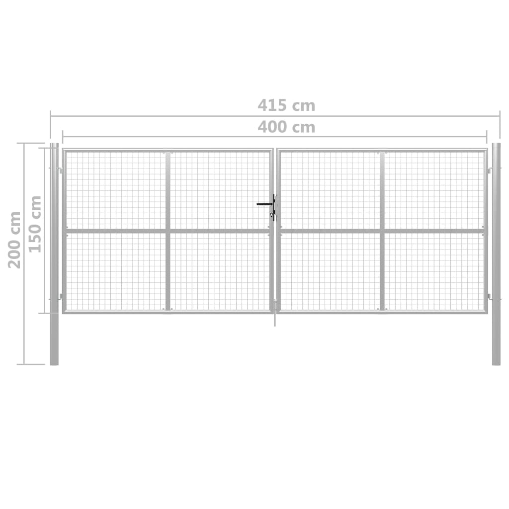 Hageport galvanisert stål 400x150 cm sølvfarget