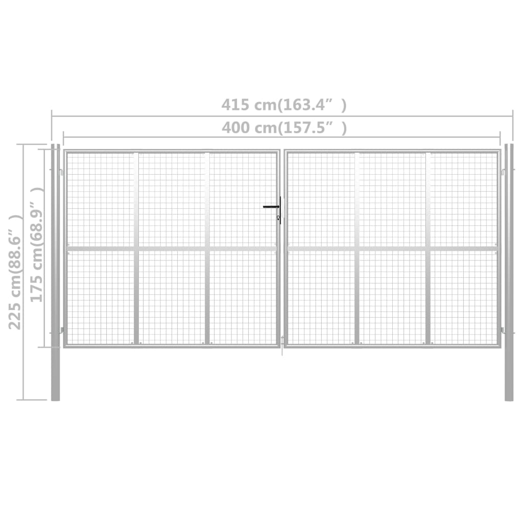 Hageport galvanisert stål 400x175 cm sølvfarget