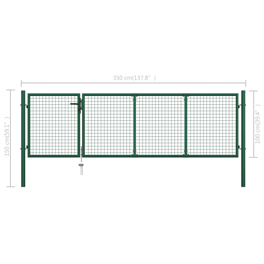 Hageport stål 350x100 cm grønn