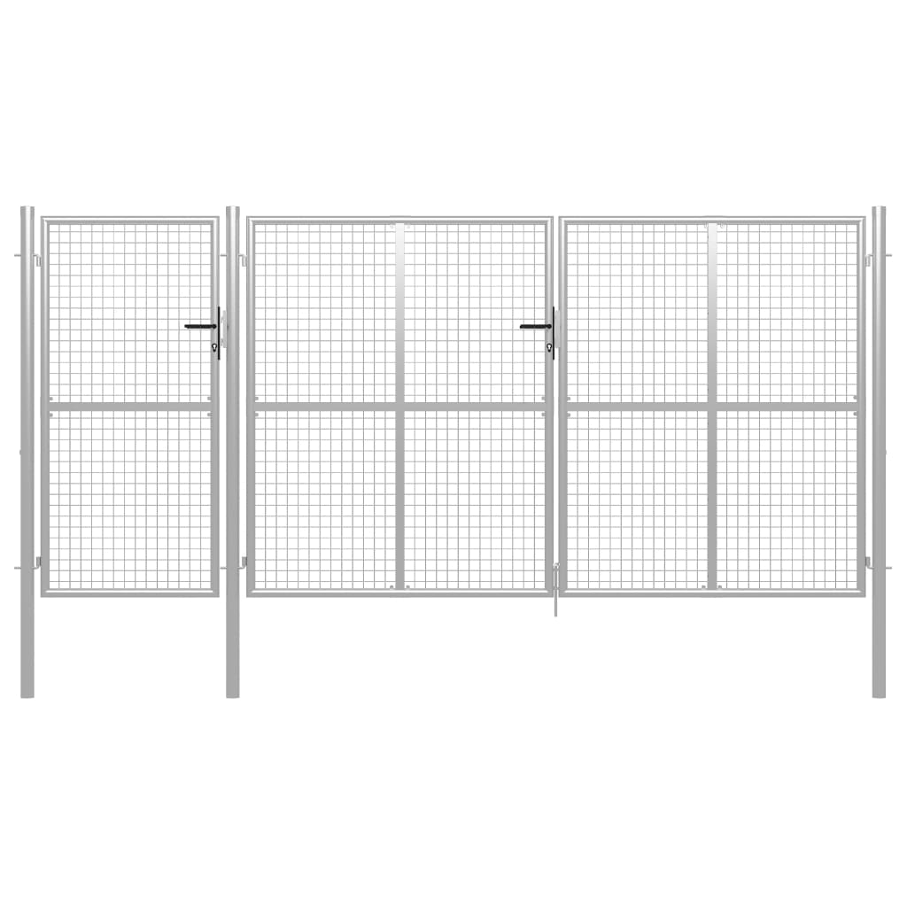 Hageport stål 400x150 cm sølvfarget