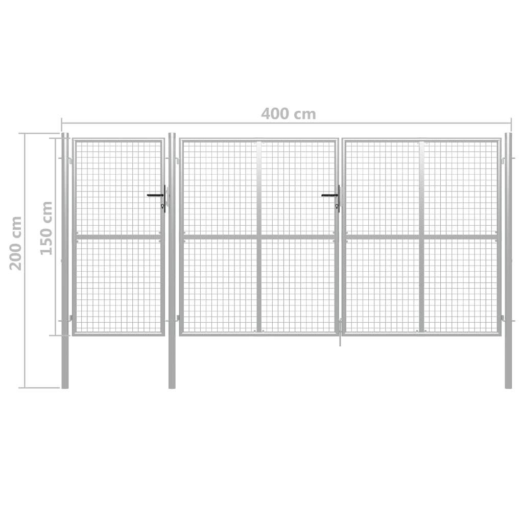 Hageport stål 400x150 cm sølvfarget