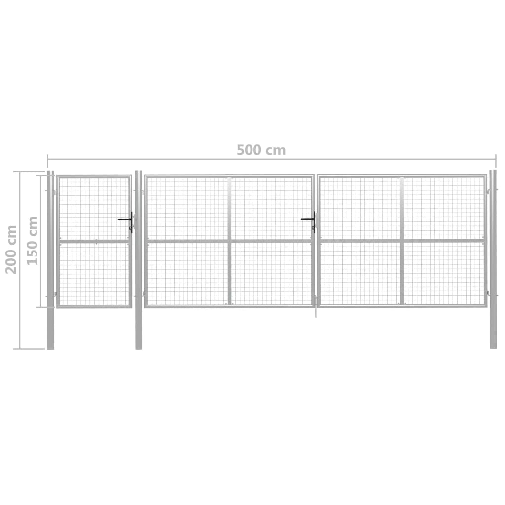 Hageport stål 500x150 cm sølvfarget