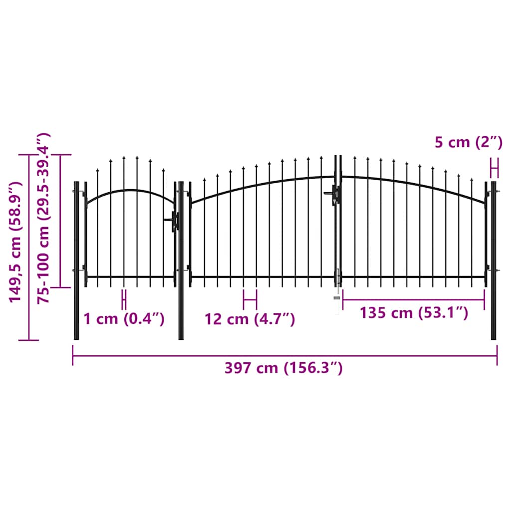 Hageport Woerden stål 1x4 m svart
