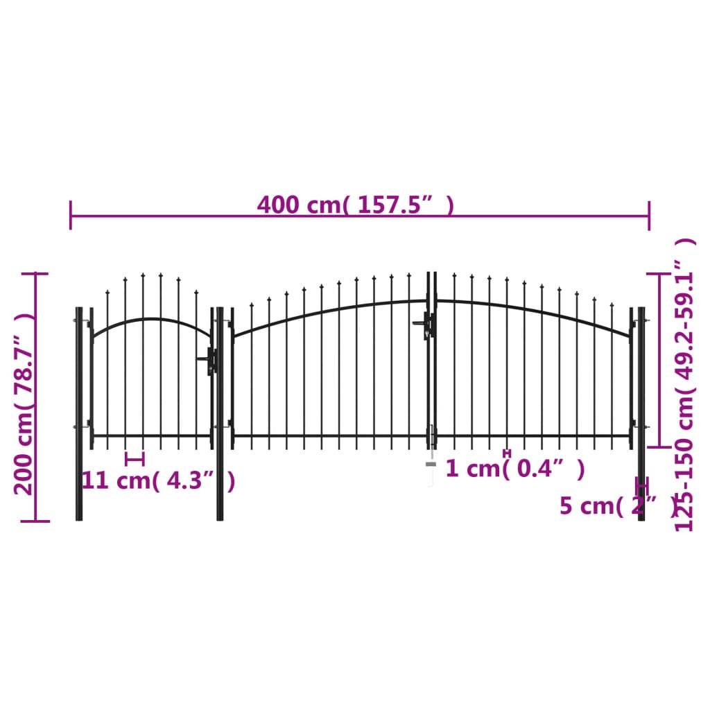 Hagegjerde stål 2x4 m svart
