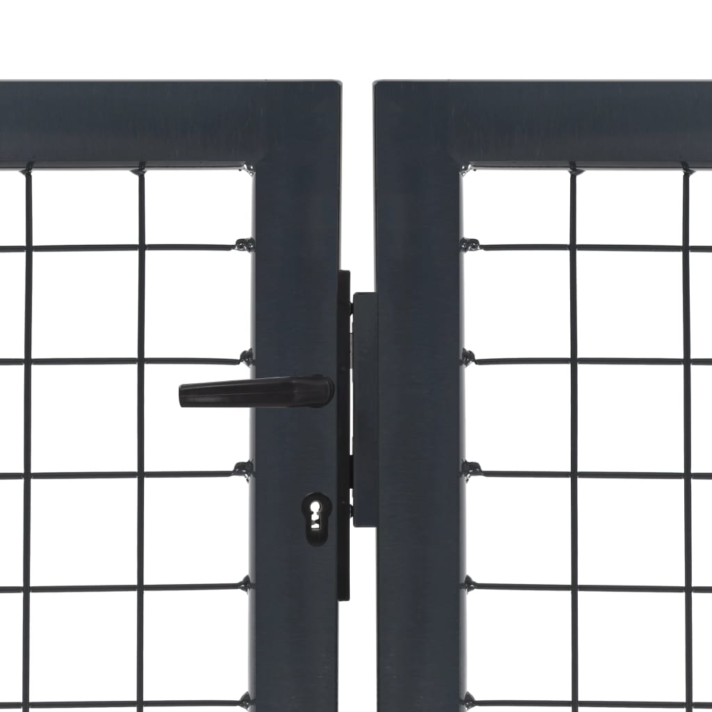 Hageport med stolper stål 350x140 cm antrasitt