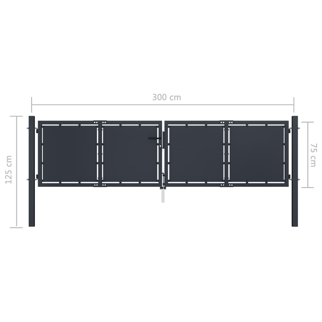 Hageport stål 300x75 cm antrasitt