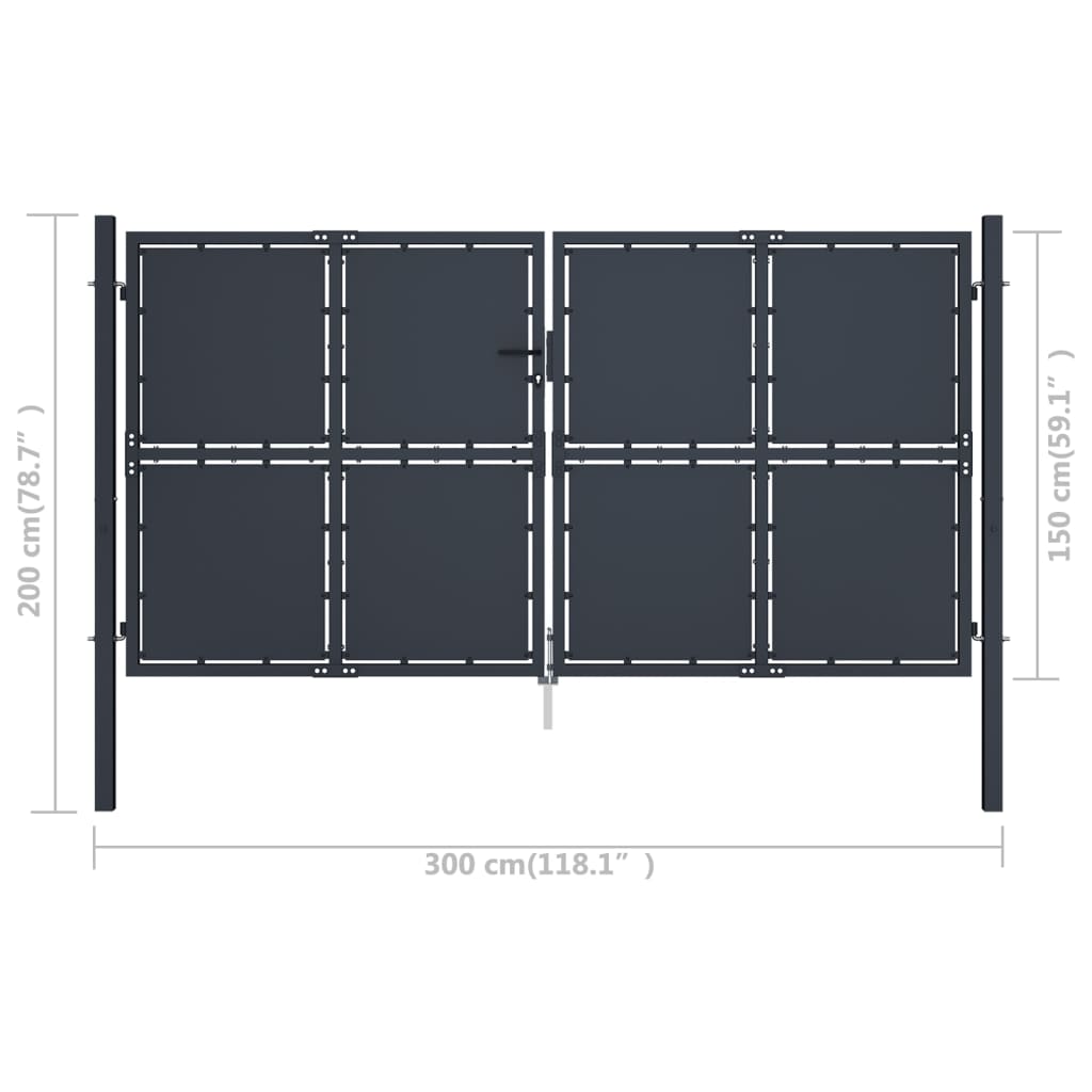 Hageport stål 300x150 cm antrasitt