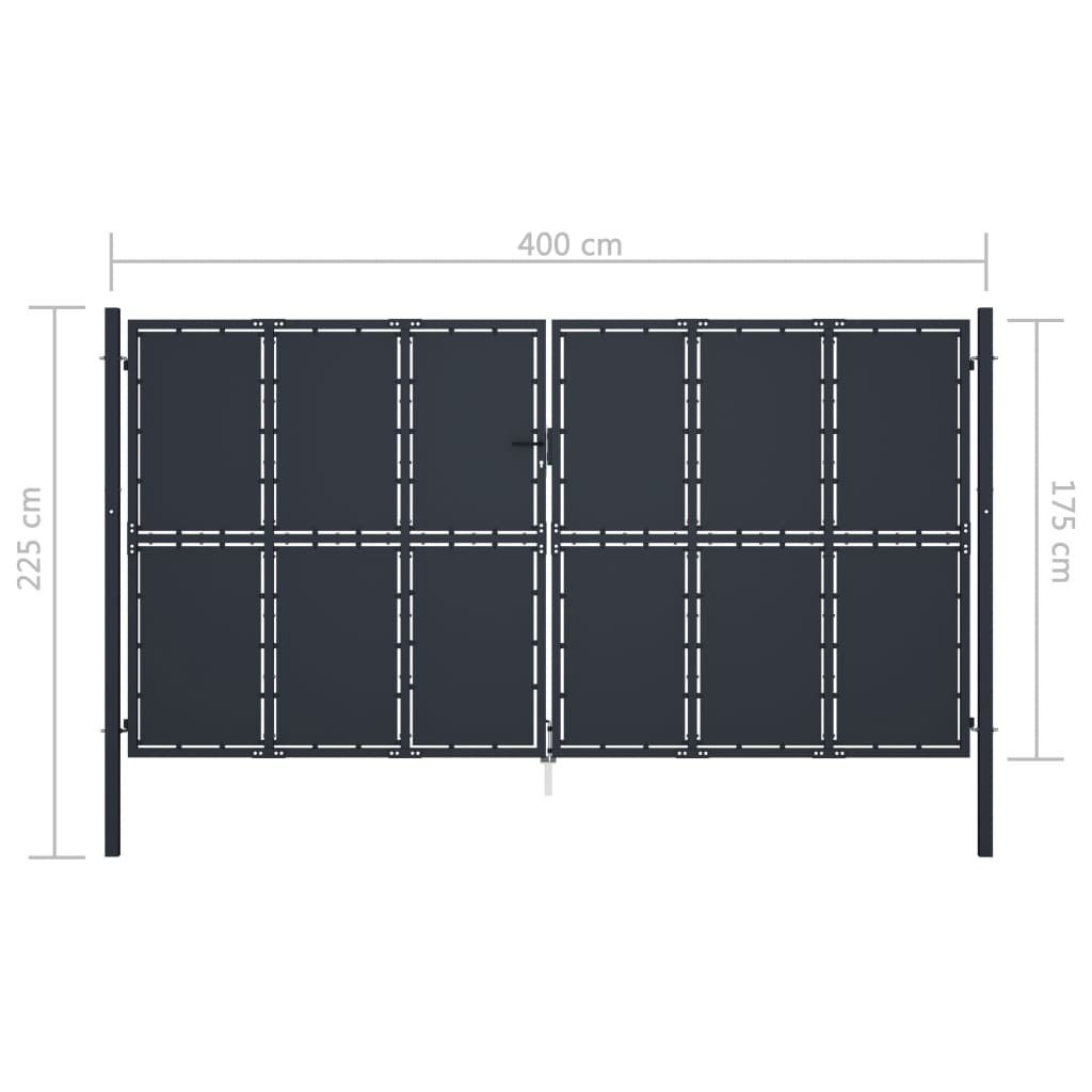 Hageport stål 400x175 cm antrasitt