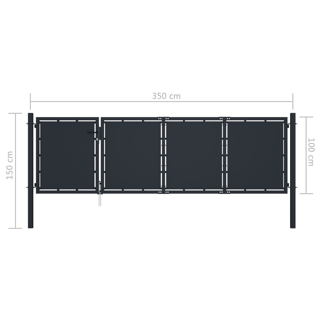 Hageport stål 350x100 cm antrasitt
