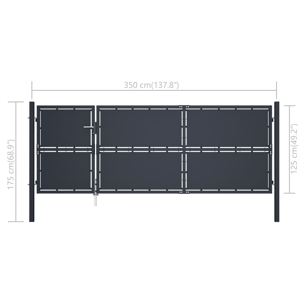 Hageport stål 350x125 cm antrasitt