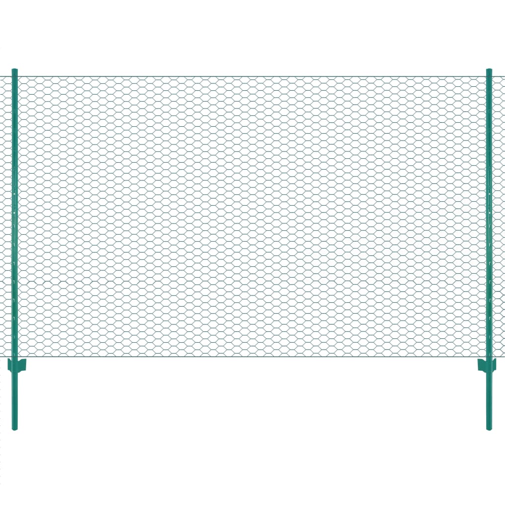 Kjedenettinggjerde med stolper stål 25x1,5 m grønn vidaXL