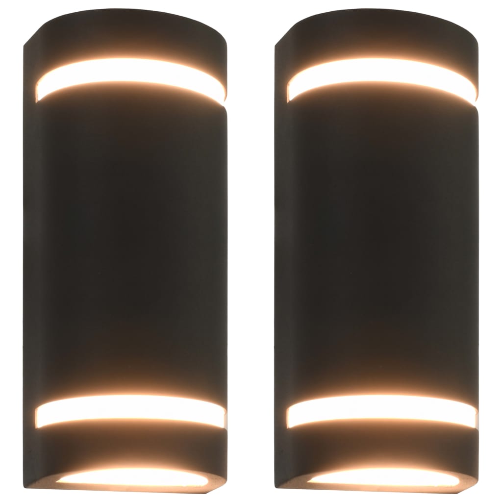 Utendørs vegglamper 2 stk 35 W svart halvrund