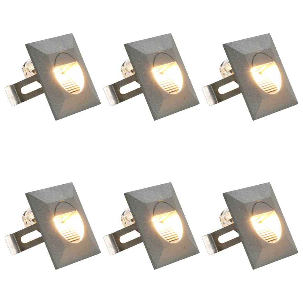 Utendørs LED-vegglamper 6 stk 2 W sølv firkantet