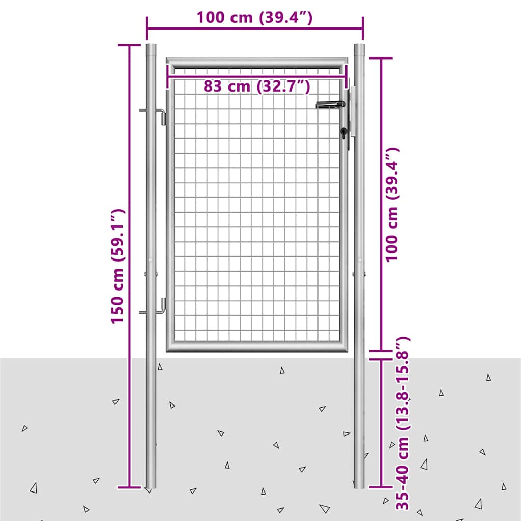 Hageport galvanisert stål 100x100 cm sølvfarget