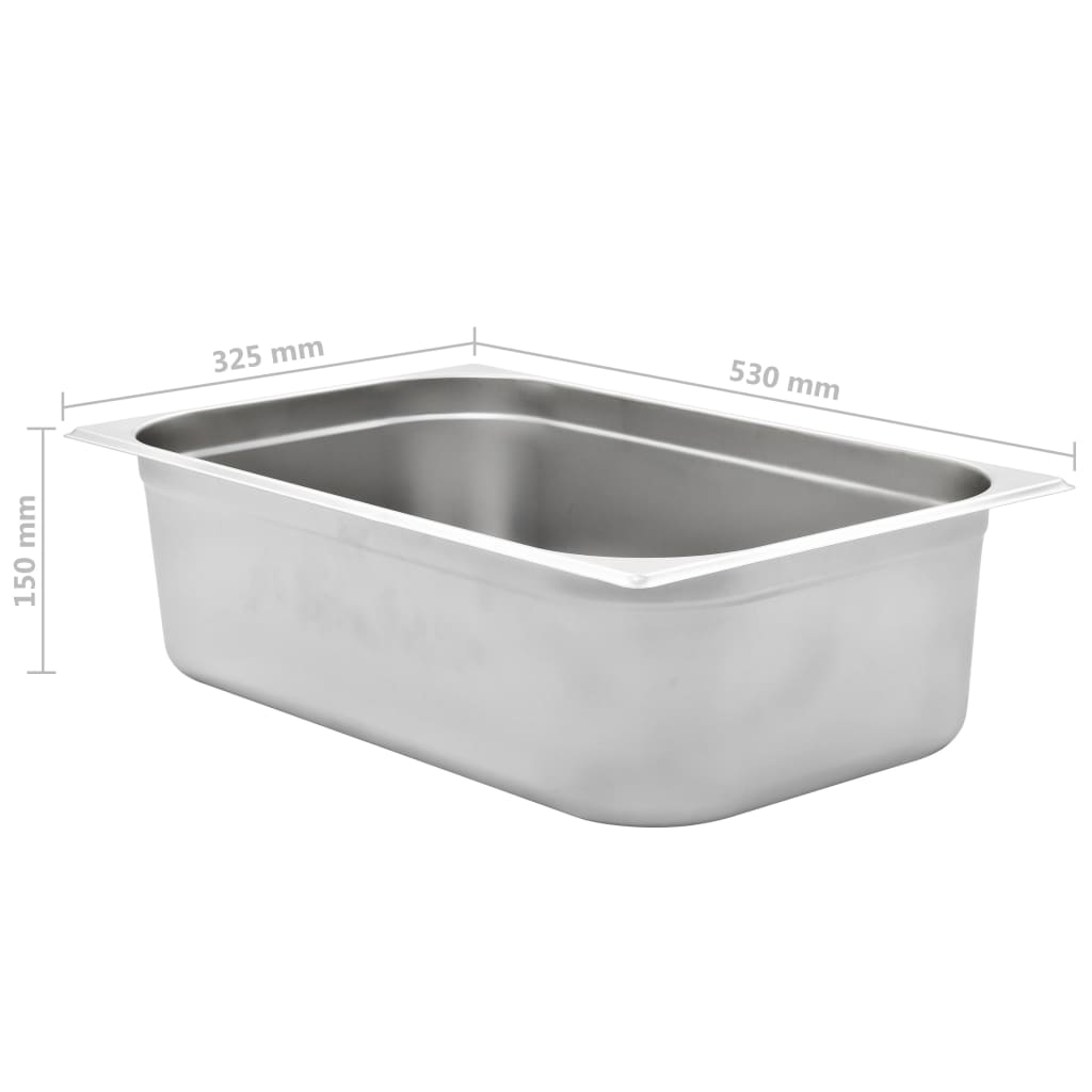 Gastronormbeholdere 2 stk GN 1/1 150 mm rustfritt stål