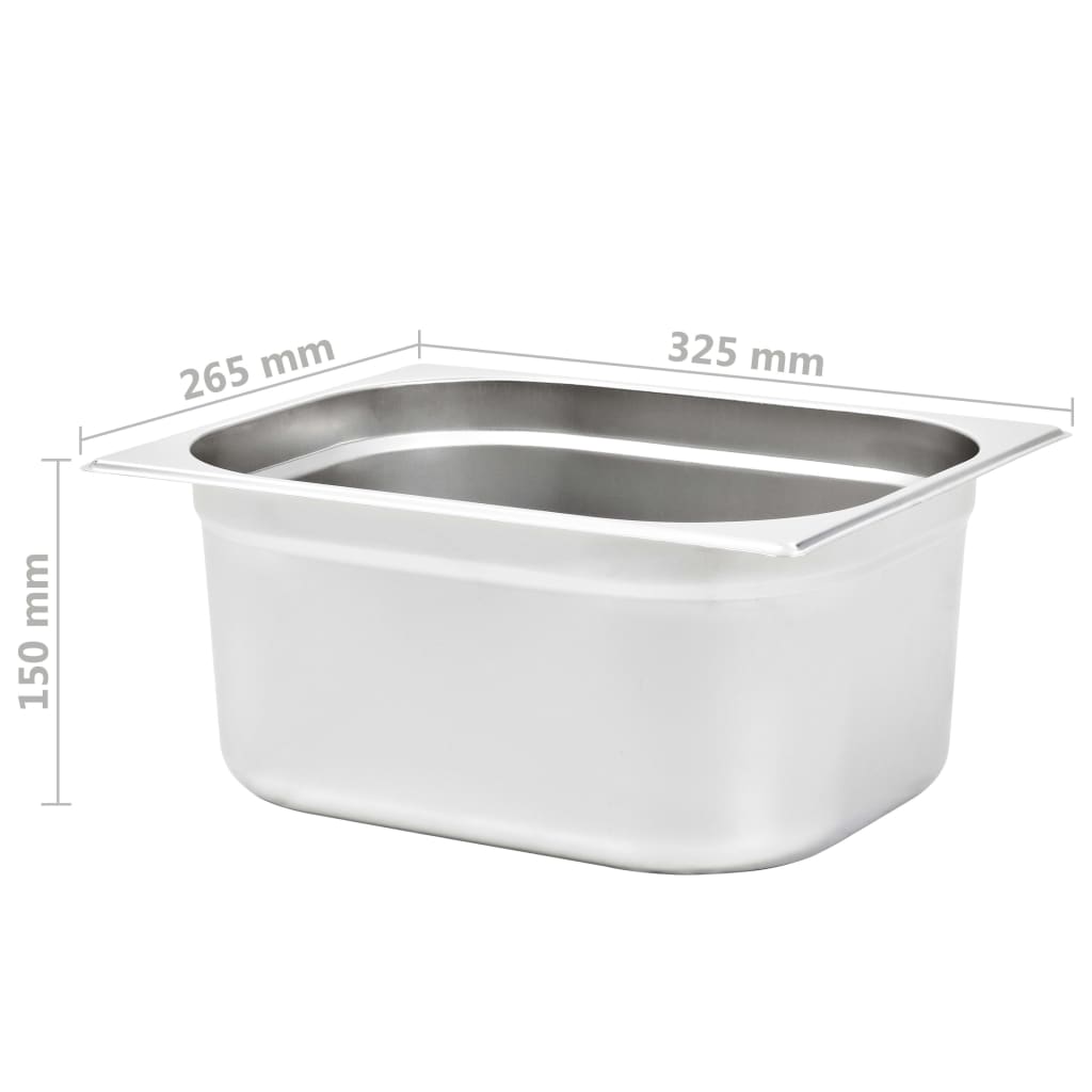 Gastronormbeholdere 2 stk GN 1/2 150 mm rustfritt stål