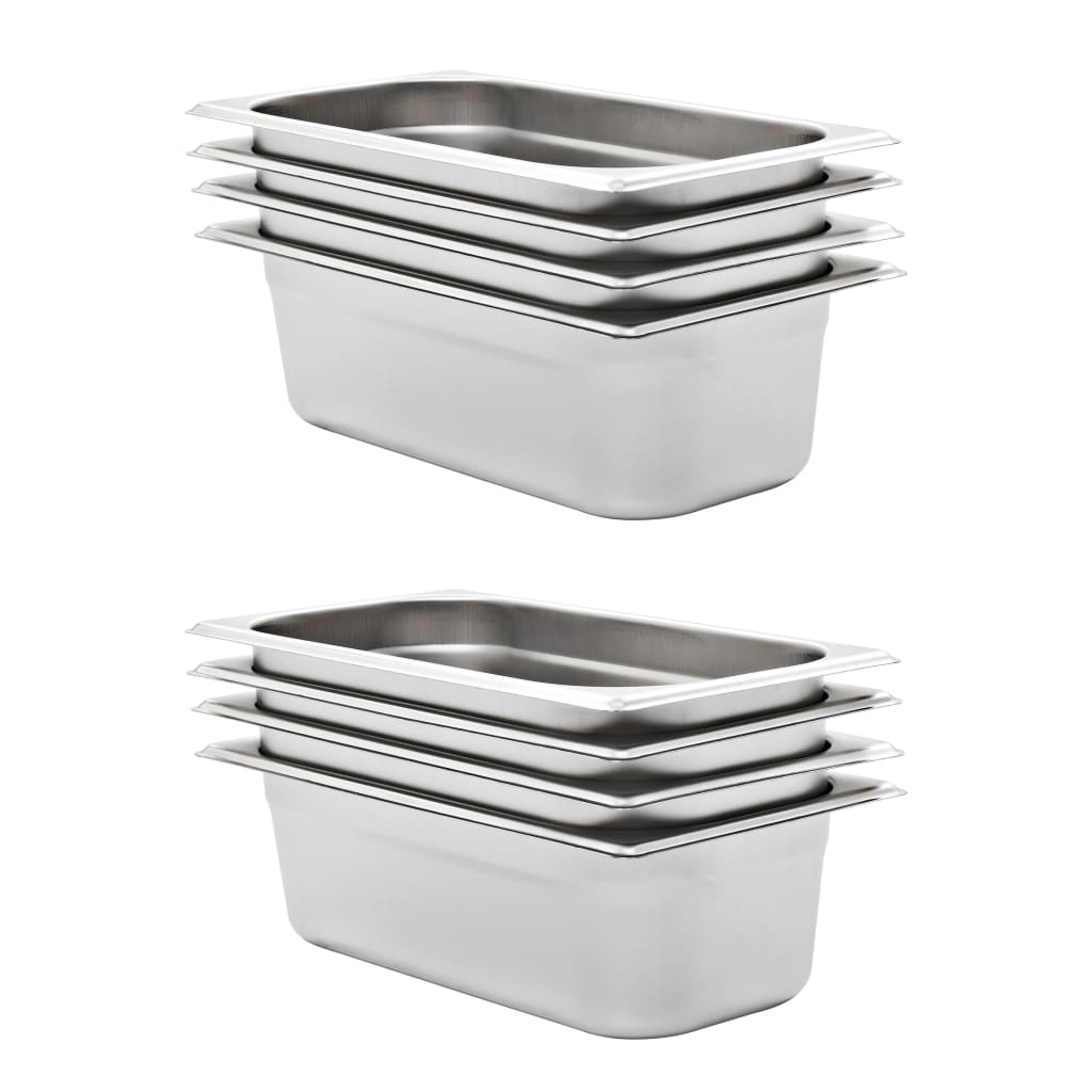 Gastronormbeholdere 8 stk GN 1/3 100 mm rustfritt stål