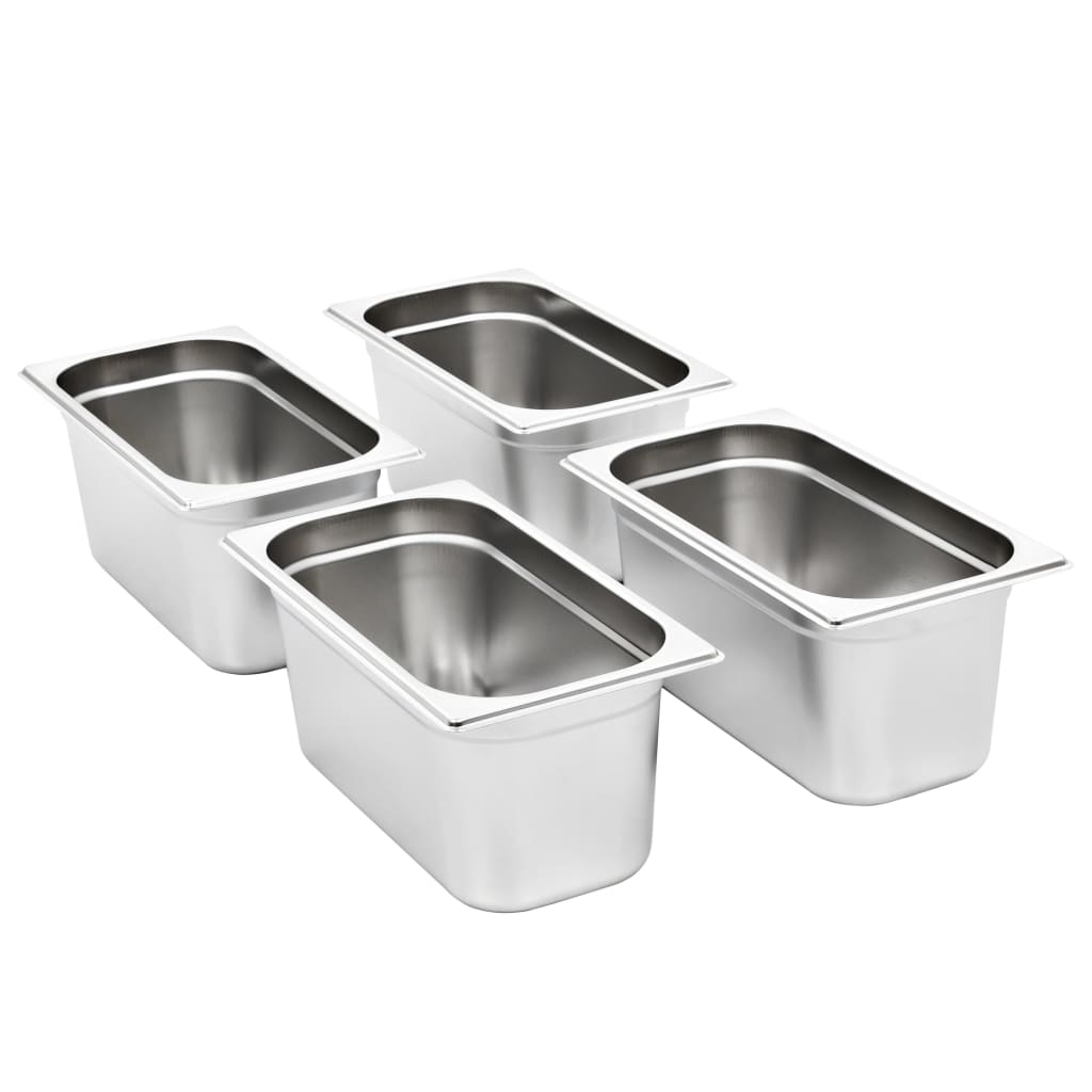 Gastronormbeholdere 4 stk GN 1/3 150 mm rustfritt stål