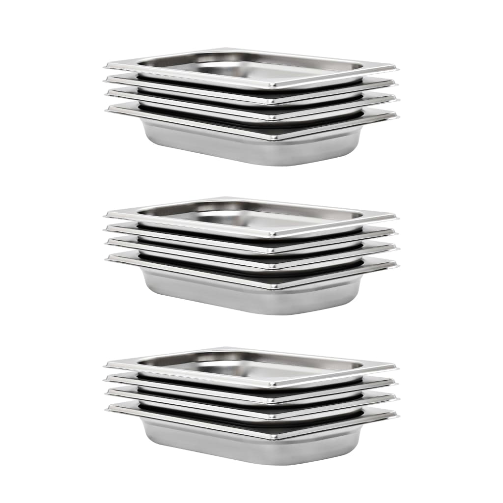 Gastronormbeholdere 12 stk GN 1/4 40 mm rustfritt stål