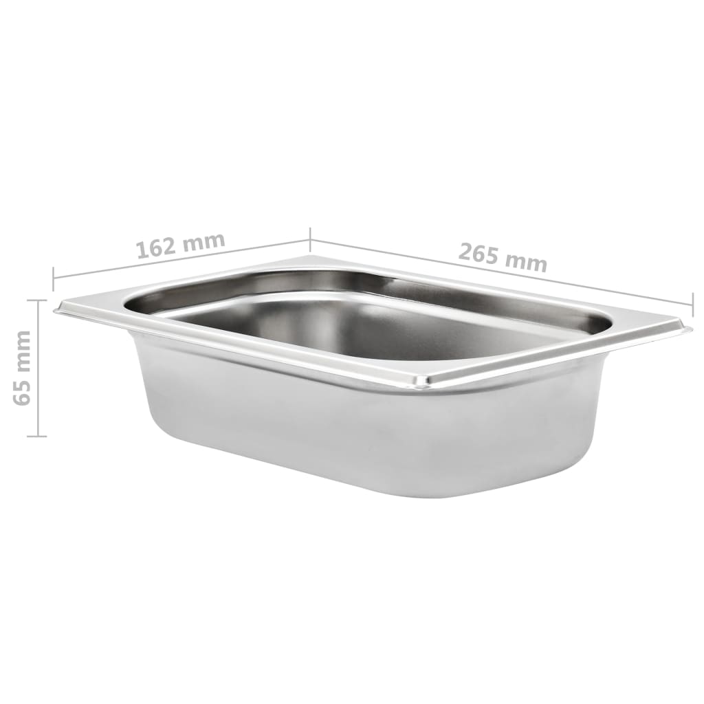 Gastronormbeholdere 8 stk GN 1/4 65 mm rustfritt stål
