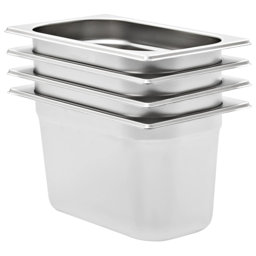 Gastronormbeholdere 4 stk GN 1/4 150 mm rustfritt stål