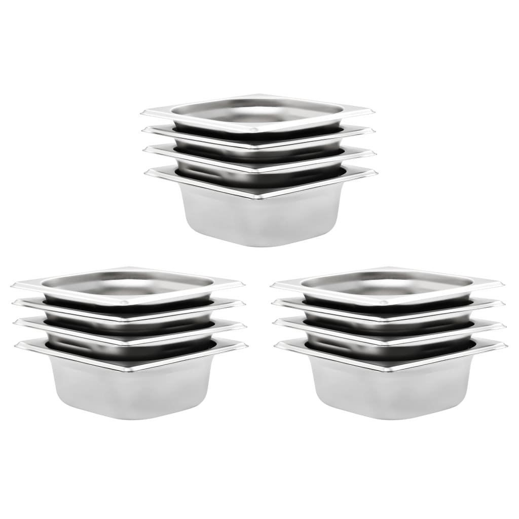 Gastronormbeholdere 12 stk GN 1/6 65 mm rustfritt stål