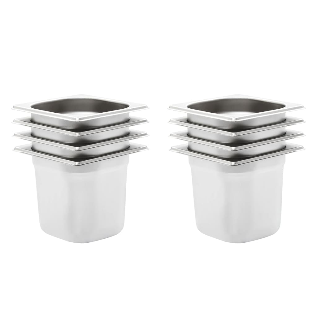 Gastronormbeholdere 8 stk GN 1/6 150 mm rustfritt stål