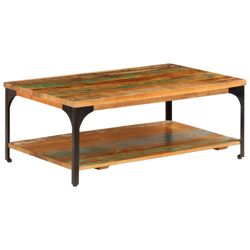 Salongbord med hylle 100x60x35 cm gjenvunnet heltre
