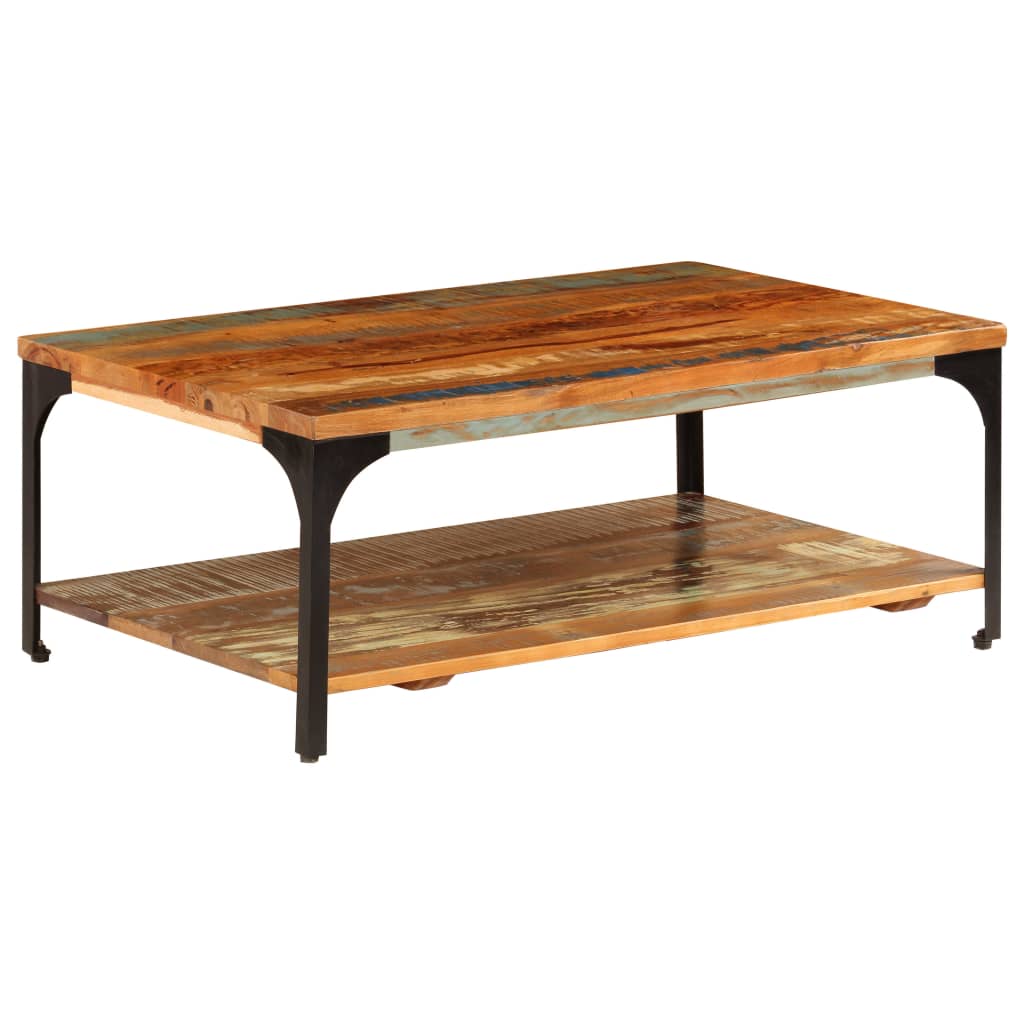 Salongbord med hylle 100x60x35 cm gjenvunnet heltre