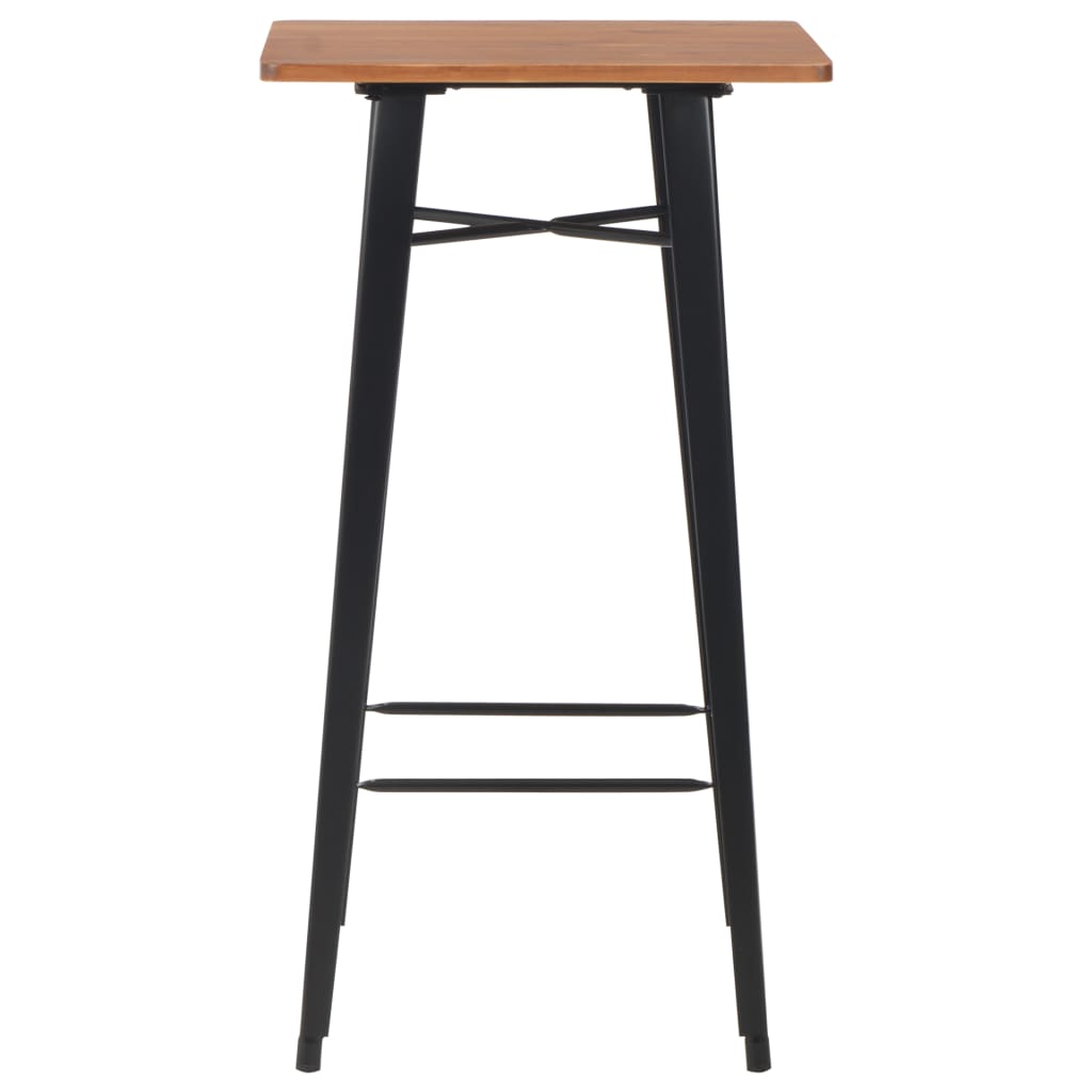Barbord svart 60x60x108 cm heltre furu stål