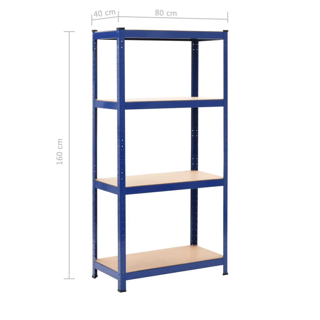 Oppbevaringshyller 2 stk blå 80x40x160 cm stål og MDF