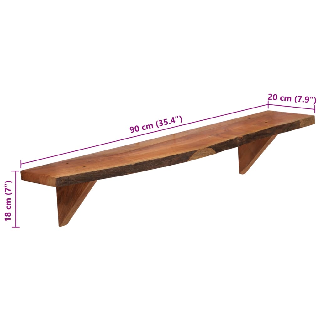 Vegghyller 2 stk 90x20x18 cm heltre akasie