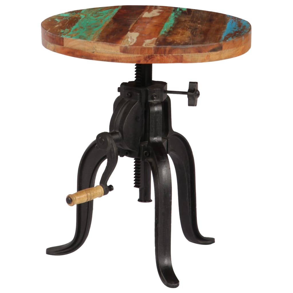 Sidebord 45x(45-62) cm gjenvunnet heltre og støpejern