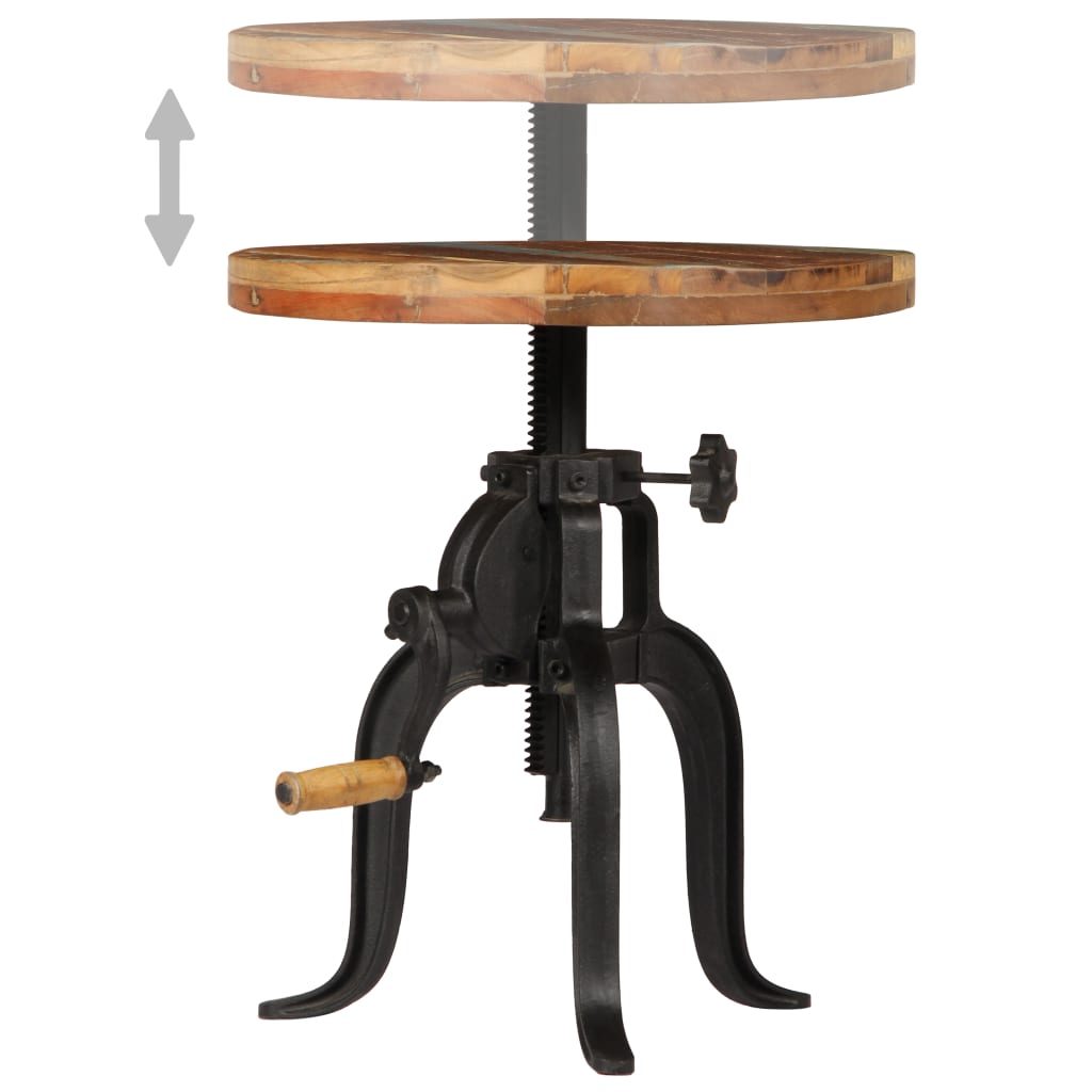 Sidebord 45x(45-62) cm gjenvunnet heltre og støpejern