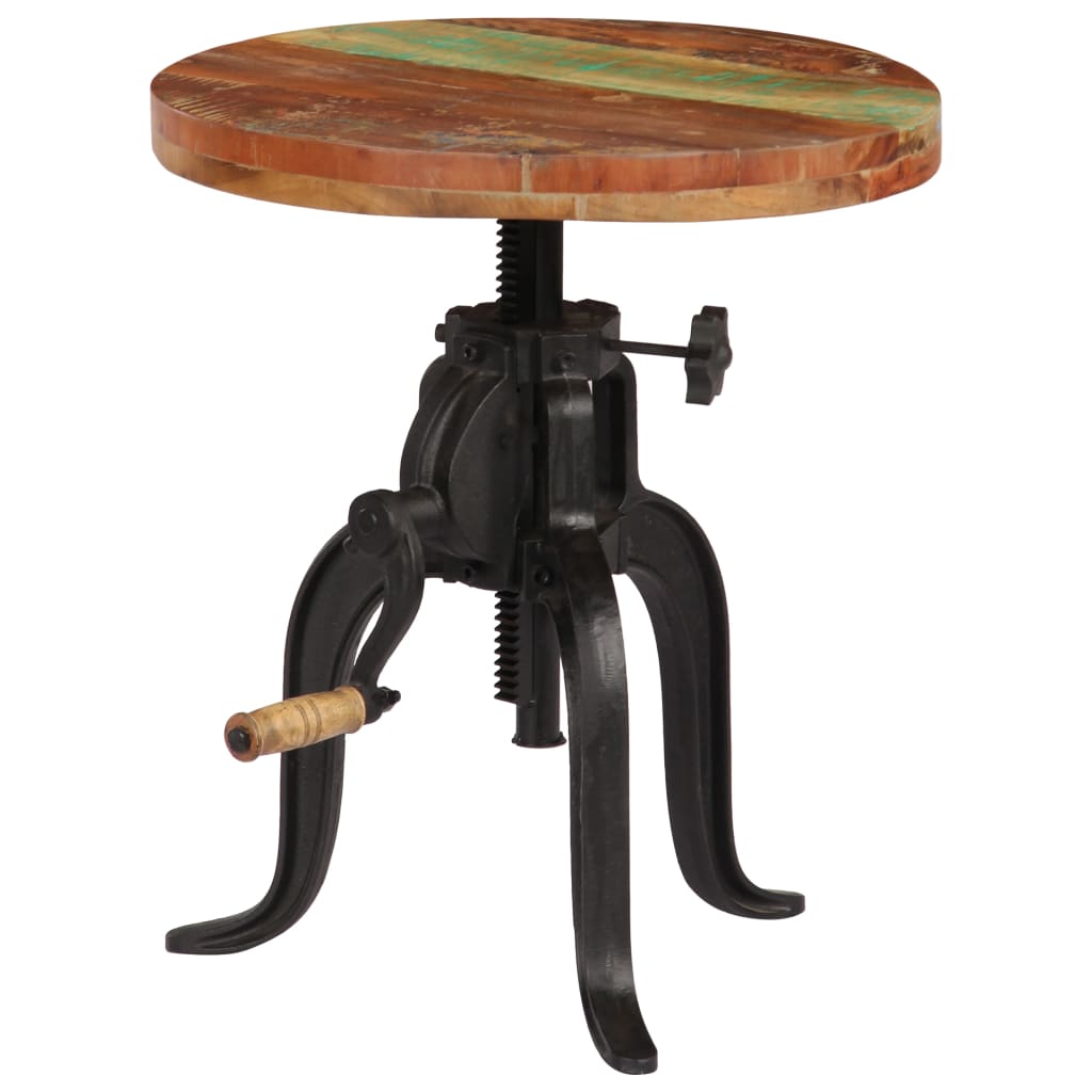 Sidebord 45x(45-62) cm gjenvunnet heltre og støpejern