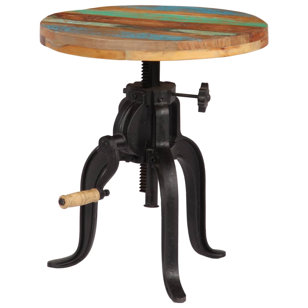 Sidebord 45x(45-62) cm gjenvunnet heltre og støpejern